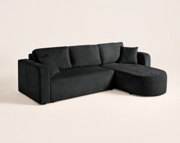Canapé MIRO d'angle réversible 4 places convertible avec coffre en velours texturé | Best Mobilier