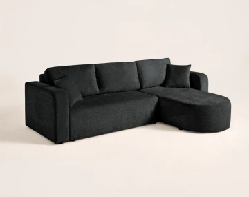 Canapé MIRO d'angle réversible 4 places convertible avec coffre en velours texturé | Best Mobilier