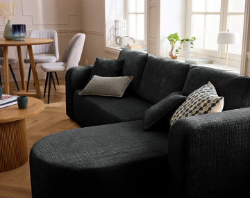 Canapé MIRO d'angle réversible 4 places convertible avec coffre en velours texturé | Best Mobilier