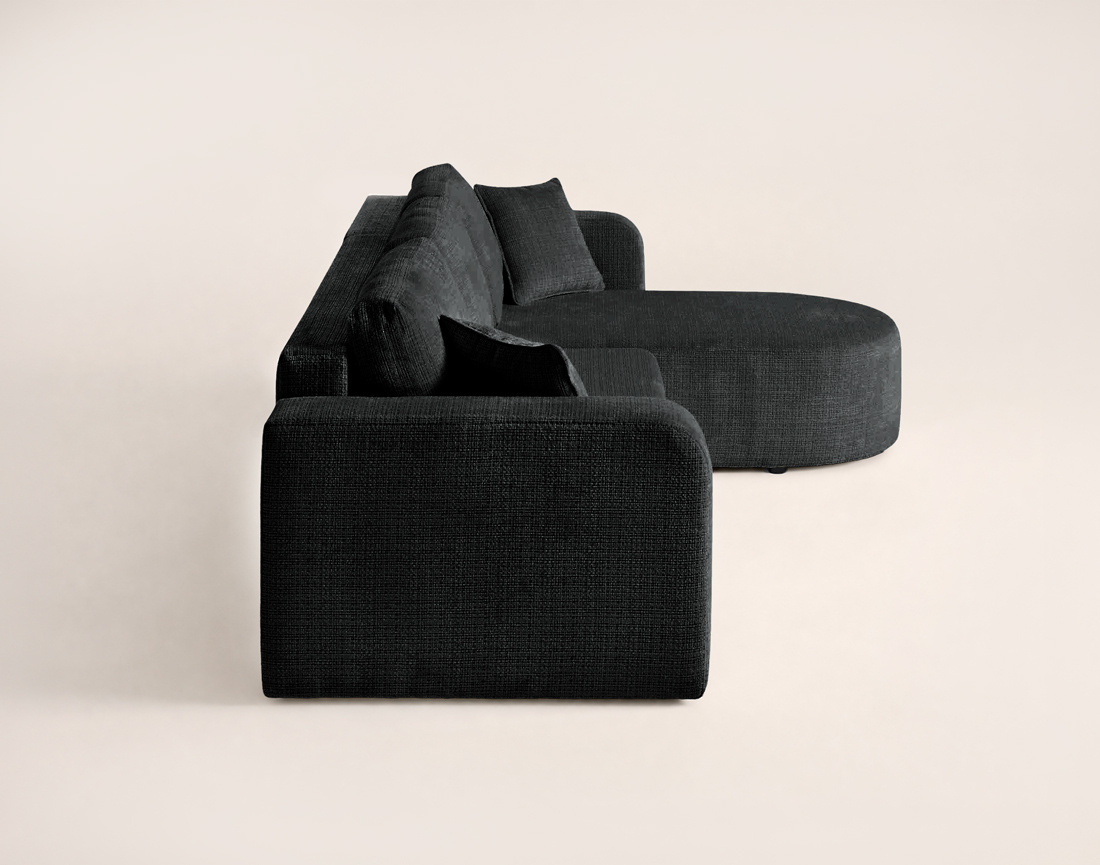 Canapé MIRO d'angle réversible 4 places convertible avec coffre en velours texturé | Best Mobilier