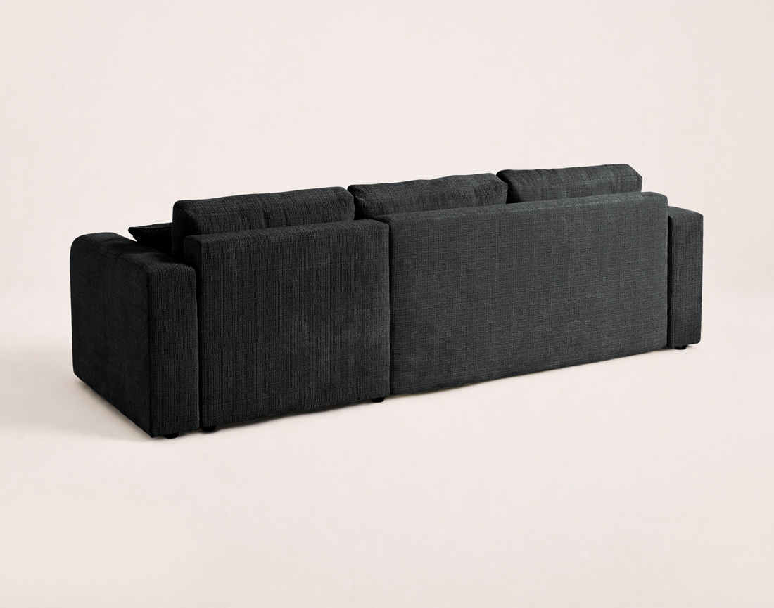 Canapé MIRO d'angle réversible 4 places convertible avec coffre en velours texturé | Best Mobilier