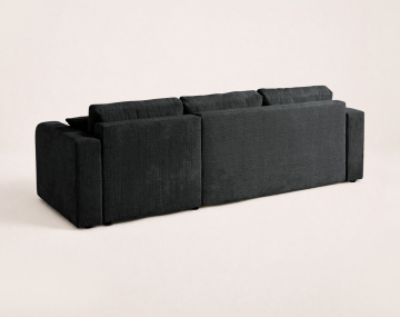 Canapé MIRO d'angle réversible 4 places convertible avec coffre en velours texturé | Best Mobilier