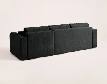 Canapé MIRO d'angle réversible 4 places convertible avec coffre en velours texturé | Best Mobilier