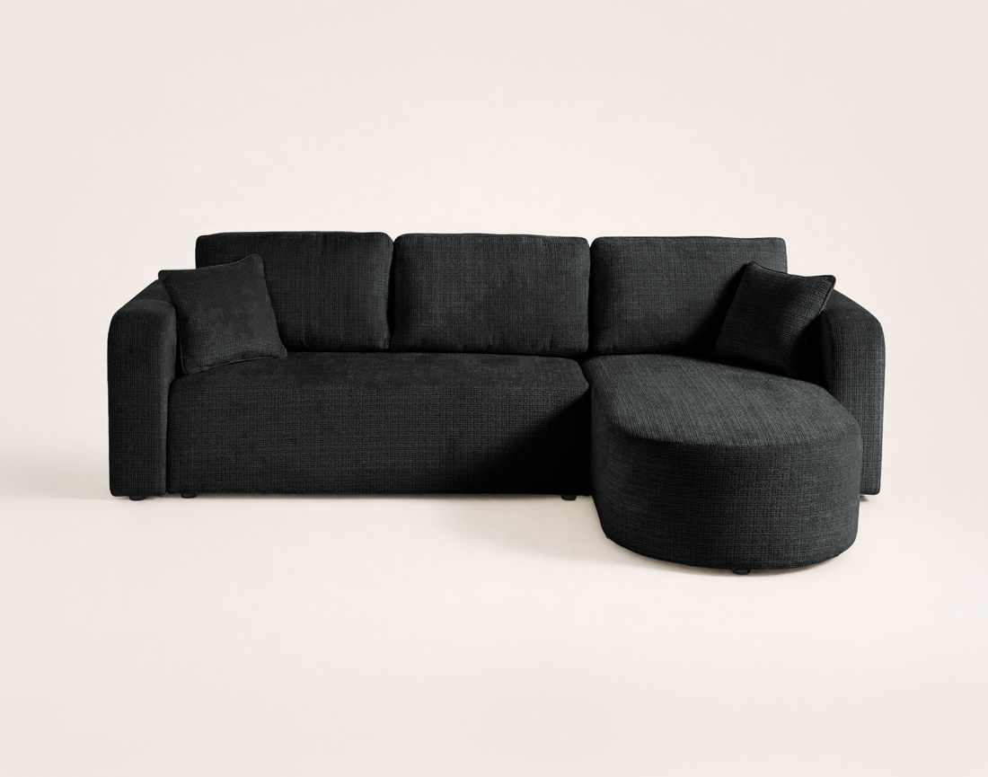 Canapé MIRO d'angle réversible 4 places convertible avec coffre en velours texturé | Best Mobilier