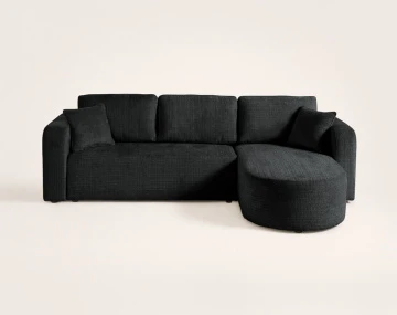 Canapé MIRO d'angle réversible 4 places convertible avec coffre en velours texturé | Best Mobilier