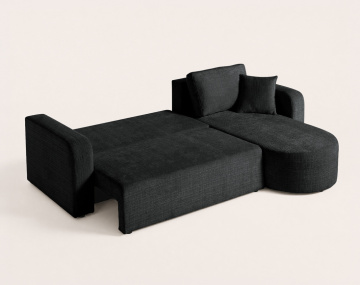 Canapé MIRO d'angle réversible 4 places convertible avec coffre en velours texturé | Best Mobilier