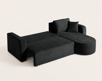 Canapé MIRO d'angle réversible 4 places convertible avec coffre en velours texturé | Best Mobilier
