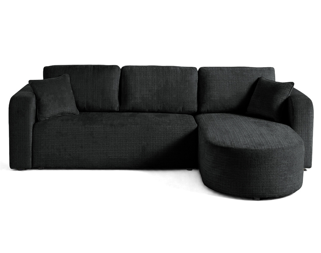 Canapé MIRO d'angle réversible 4 places convertible avec coffre en velours texturé | Best Mobilier