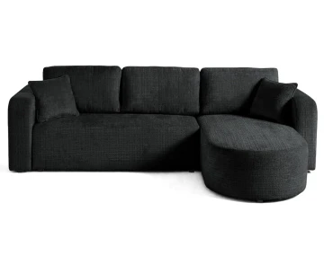 Canapé MIRO d'angle réversible 4 places convertible avec coffre en velours texturé | Best Mobilier