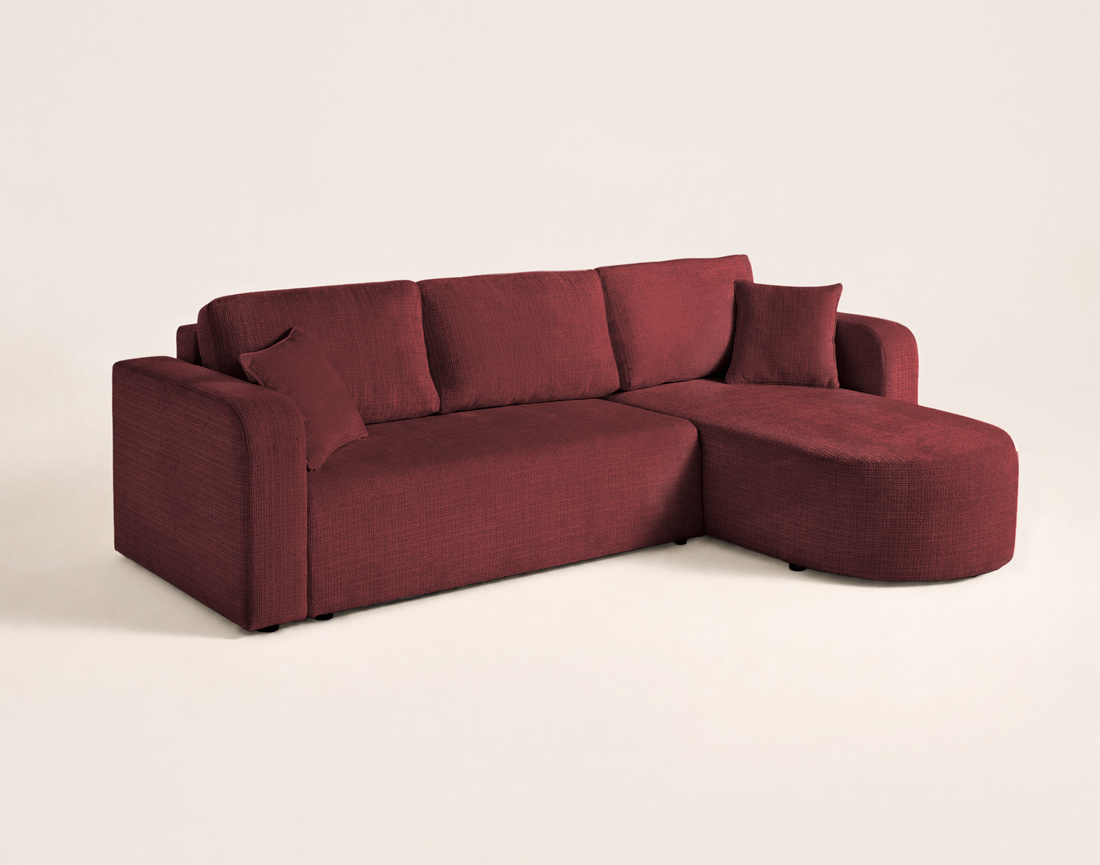 Canapé MIRO d'angle réversible 4 places convertible avec coffre en velours texturé | Best Mobilier