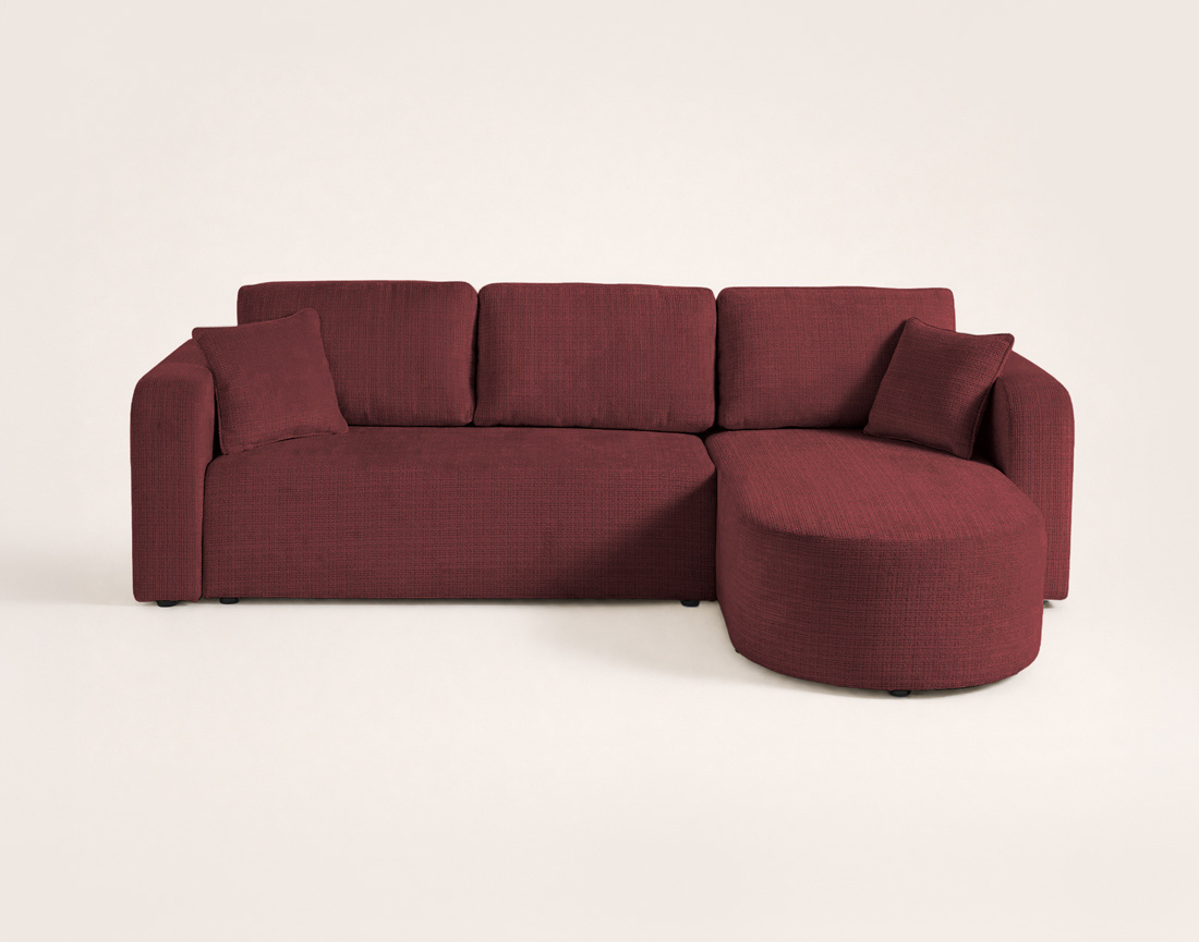 Canapé MIRO d'angle réversible 4 places convertible avec coffre en velours texturé | Best Mobilier