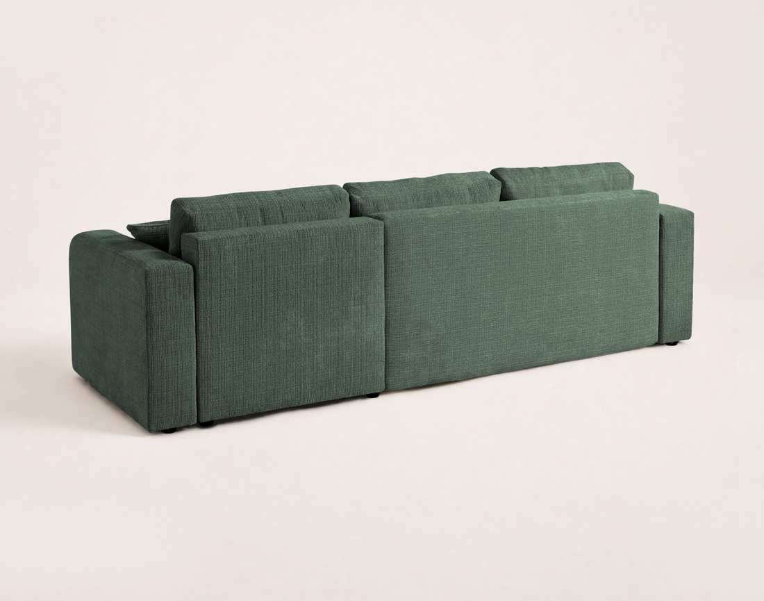 Canapé MIRO d'angle réversible 4 places convertible avec coffre en velours texturé | Best Mobilier