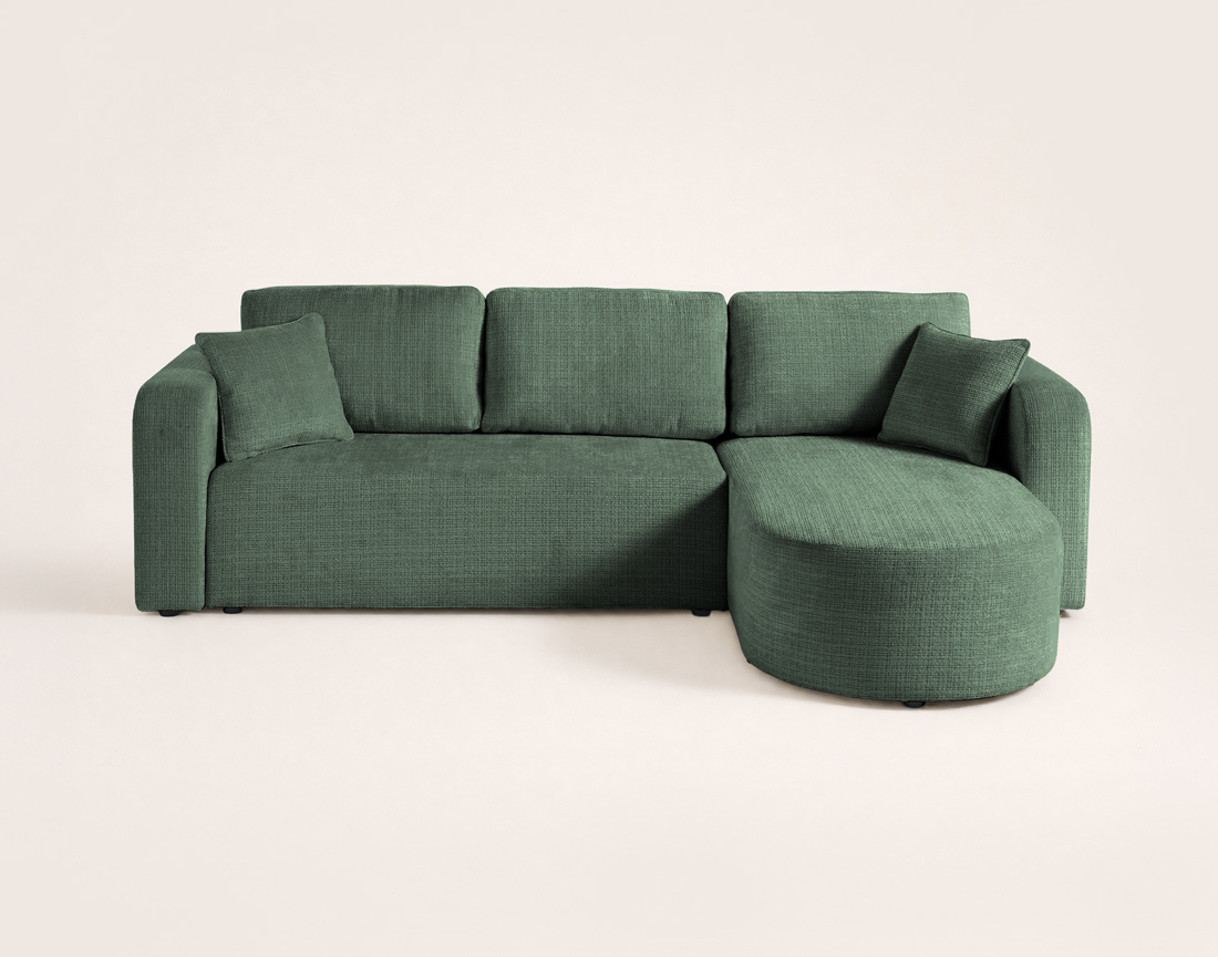 Canapé MIRO d'angle réversible 4 places convertible avec coffre en velours texturé | Best Mobilier