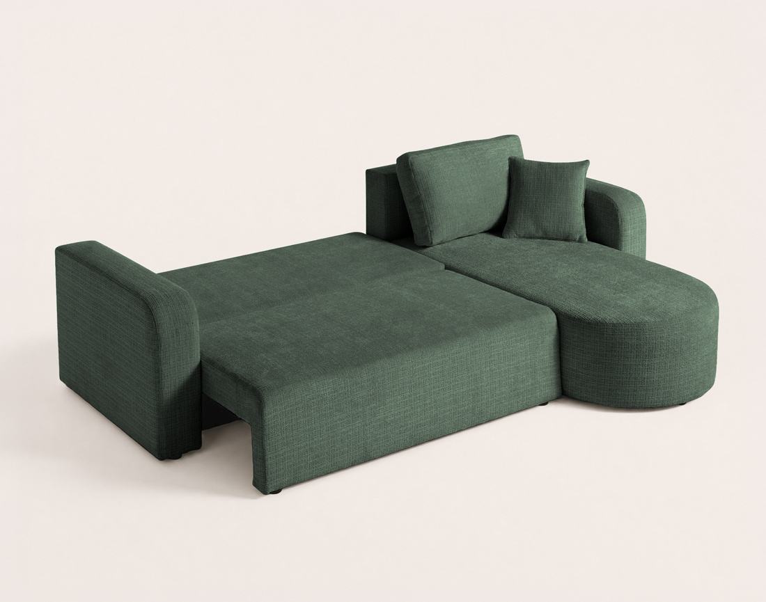 Canapé MIRO d'angle réversible 4 places convertible avec coffre en velours texturé | Best Mobilier