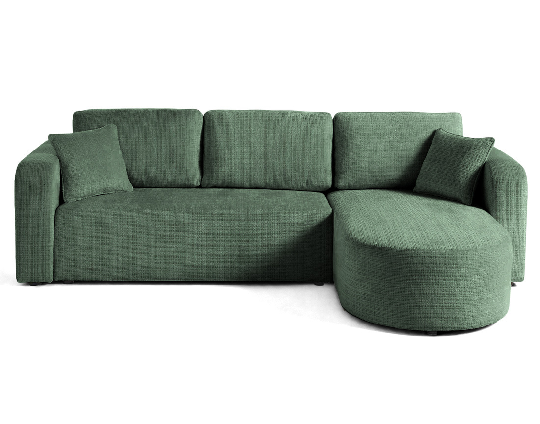 Canapé MIRO d'angle réversible 4 places convertible avec coffre en velours texturé | Best Mobilier