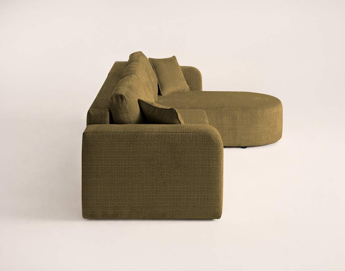 Canapé MIRO d'angle réversible 4 places convertible avec coffre en velours texturé | Best Mobilier