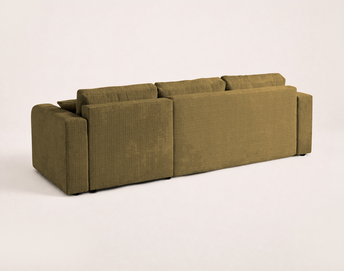 Canapé MIRO d'angle réversible 4 places convertible avec coffre en velours texturé | Best Mobilier
