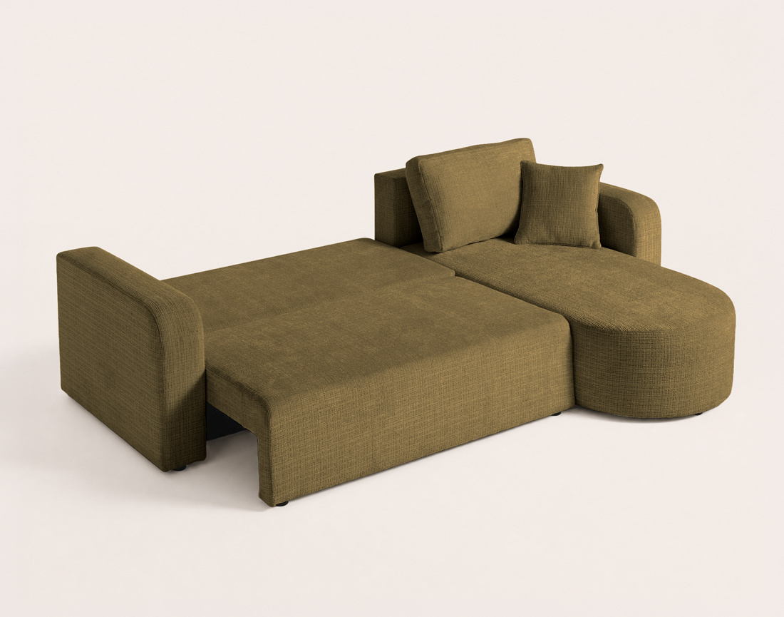 Canapé MIRO d'angle réversible 4 places convertible avec coffre en velours texturé | Best Mobilier
