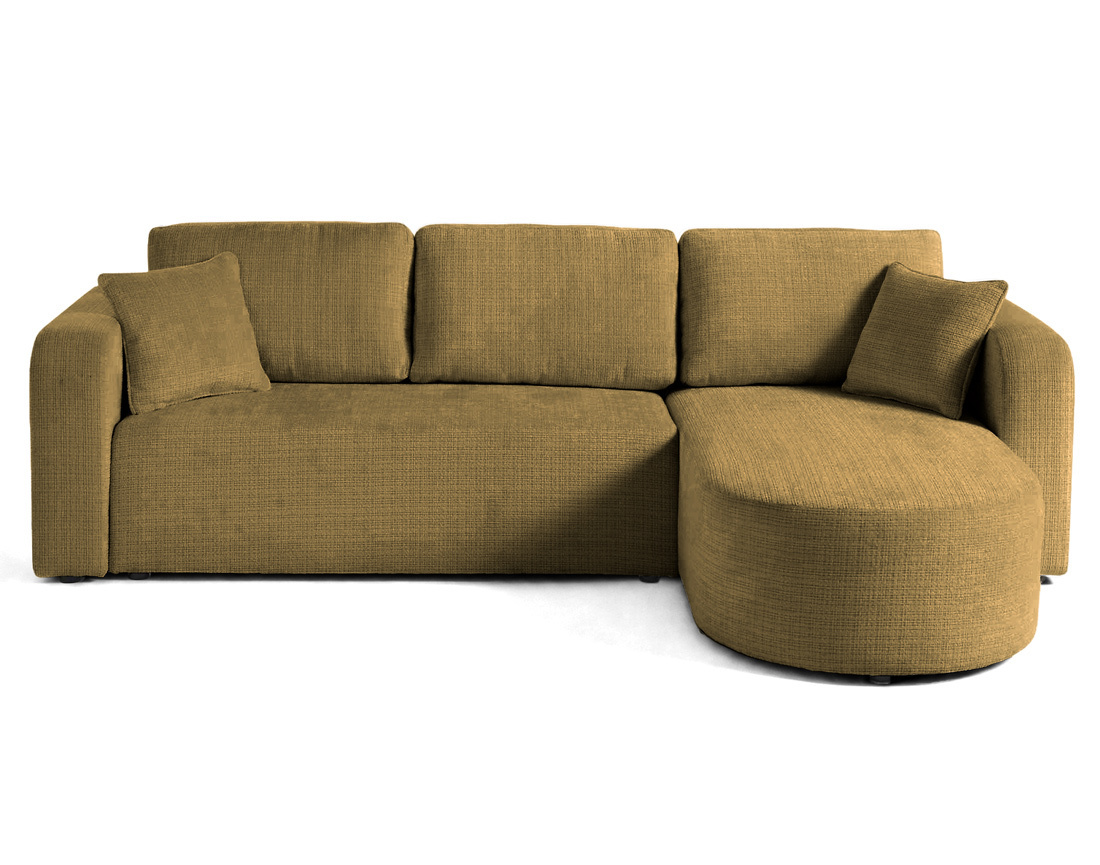 Canapé MIRO d'angle réversible 4 places convertible avec coffre en velours texturé | Best Mobilier