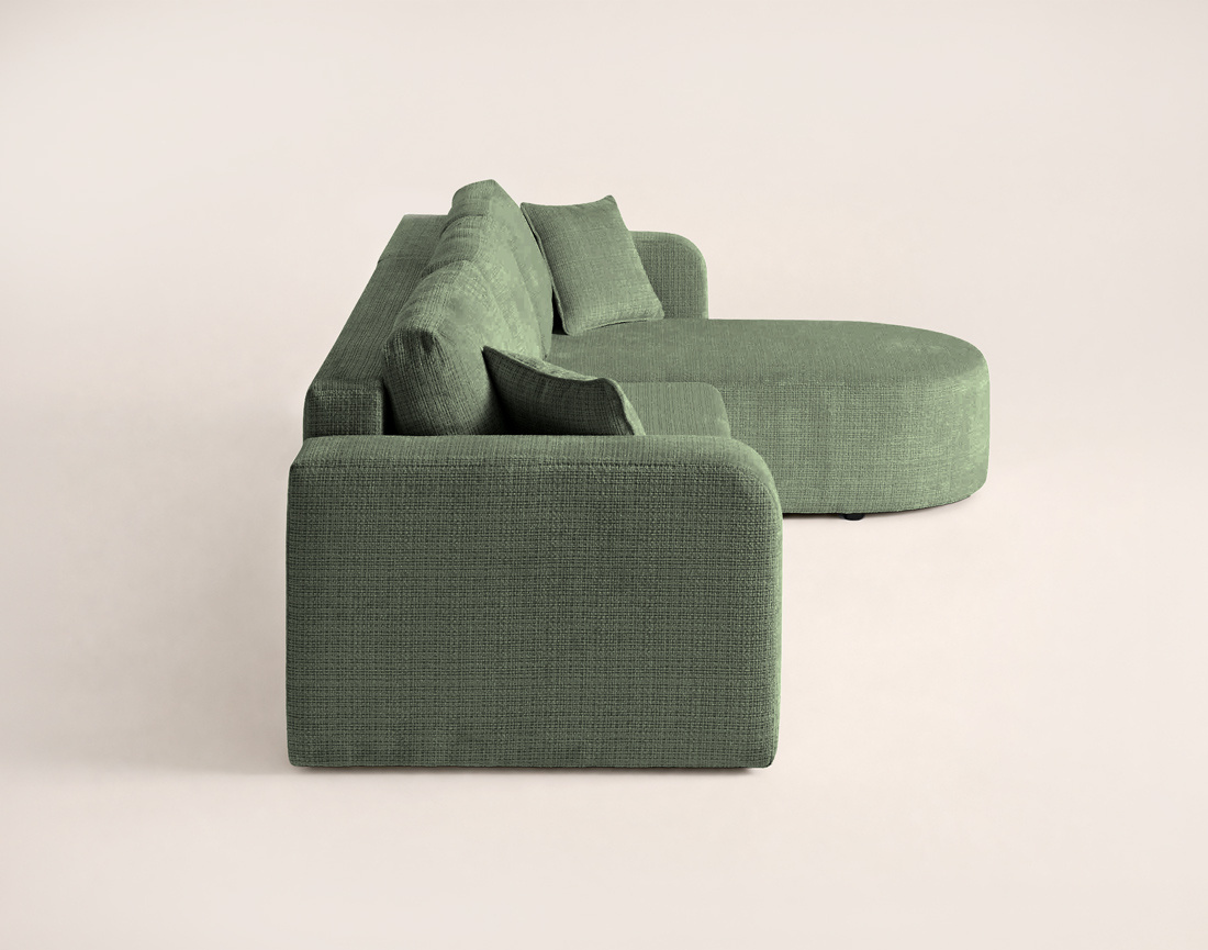 Canapé MIRO d'angle réversible 4 places convertible avec coffre en velours texturé | Best Mobilier