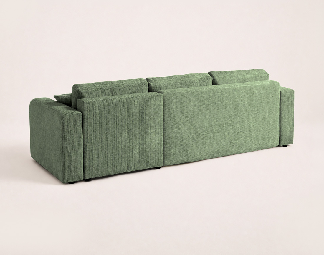 Canapé MIRO d'angle réversible 4 places convertible avec coffre en velours texturé | Best Mobilier