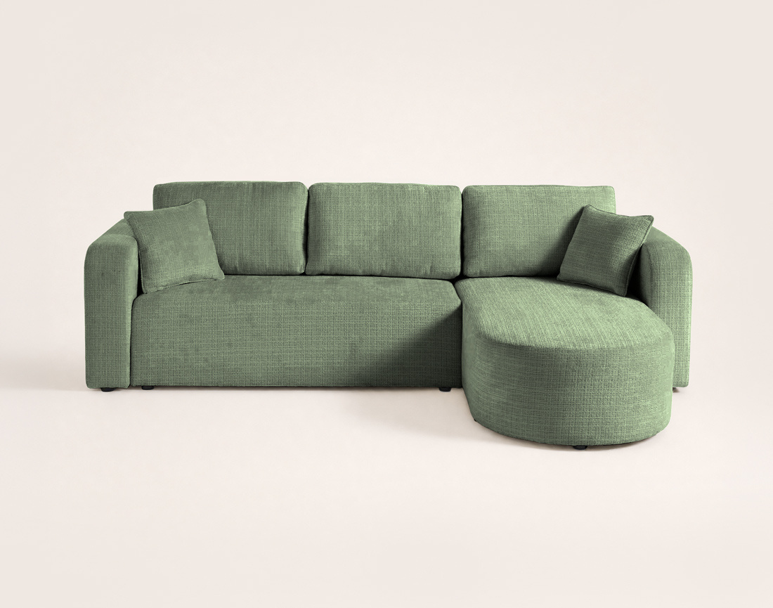 Canapé MIRO d'angle réversible 4 places convertible avec coffre en velours texturé | Best Mobilier