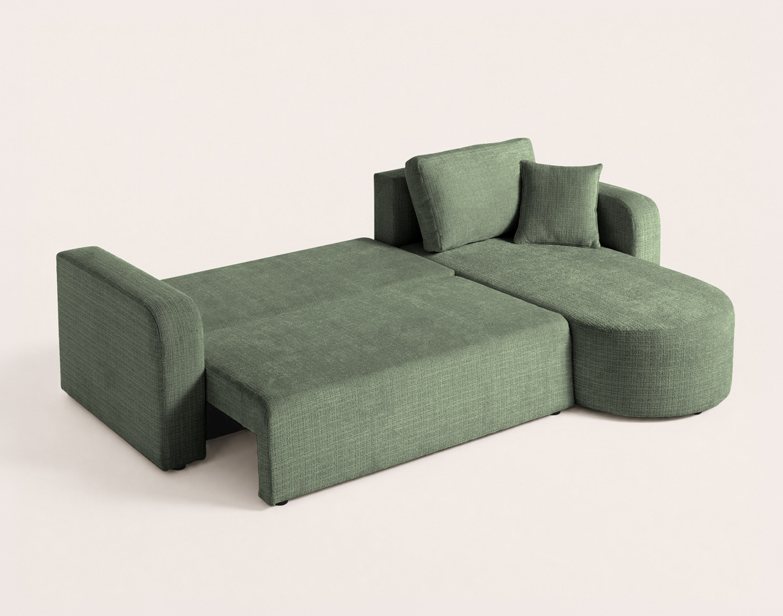 Canapé MIRO d'angle réversible 4 places convertible avec coffre en velours texturé | Best Mobilier