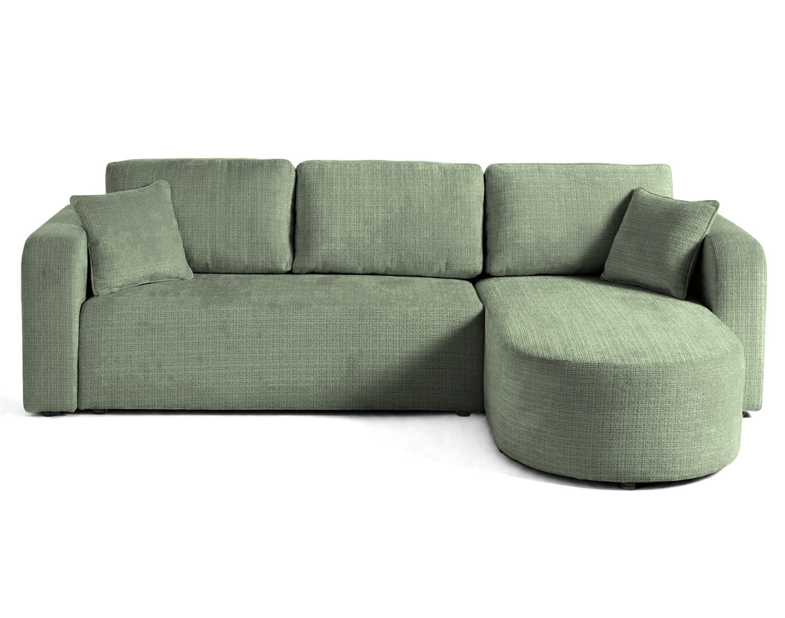 Canapé MIRO d'angle réversible 4 places convertible avec coffre en velours texturé | Best Mobilier