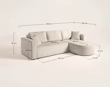 Canapé MIRO d'angle réversible 4 places convertible avec coffre en velours texturé | Best Mobilier