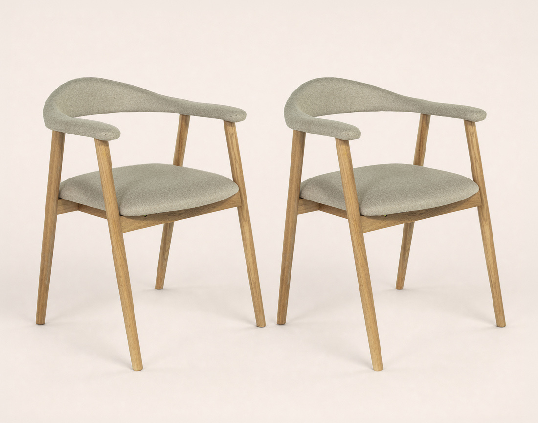 Lot de 2 chaises LORE en chêne massif et tissu | Best Mobilier