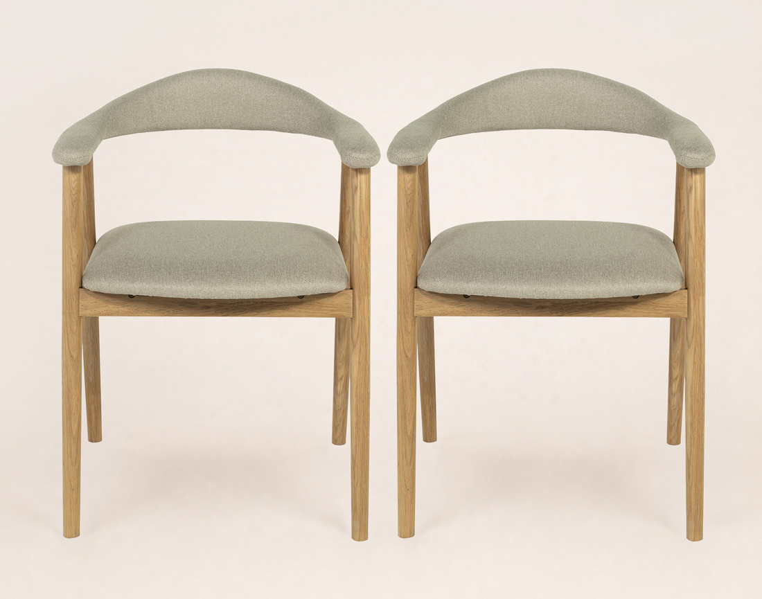 Lot de 2 chaises LORE en chêne massif et tissu | Best Mobilier