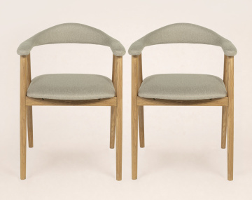 Lot de 2 chaises LORE en chêne massif et tissu | Best Mobilier