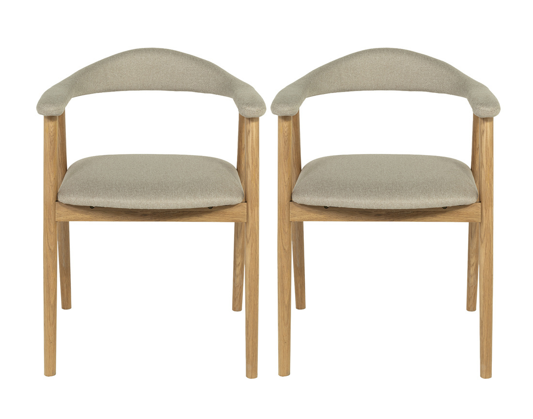 Lot de 2 chaises LORE en chêne massif et tissu | Best Mobilier