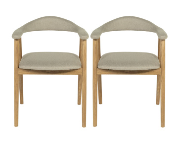 Lot de 2 chaises LORE en chêne massif et tissu | Best Mobilier