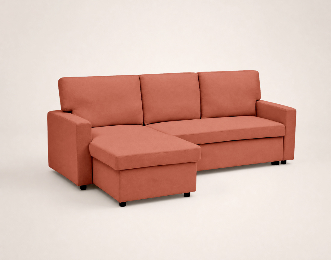 Canapé MEIYA d’angle 4 places en tissu convertible avec coffre | Best Mobilier