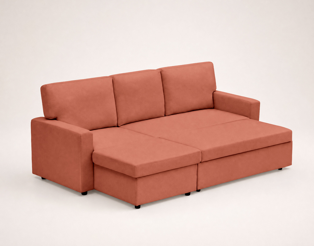 Canapé MEIYA d’angle 4 places en tissu convertible avec coffre | Best Mobilier