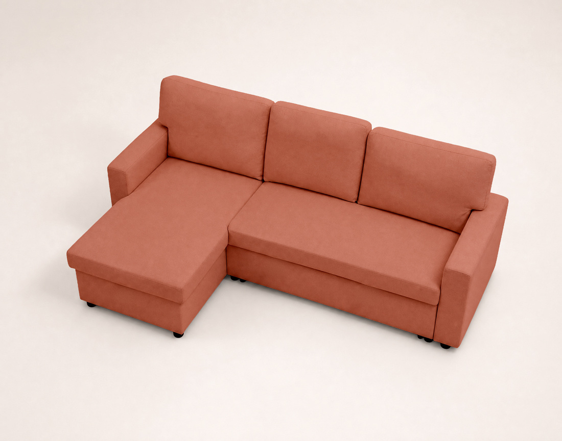 Canapé MEIYA d’angle 4 places en tissu convertible avec coffre | Best Mobilier