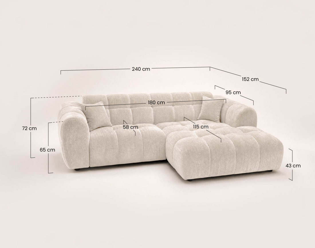 Canapé d'angle droit 4 places Pet Friendly Mini Ray - Best Mobilier