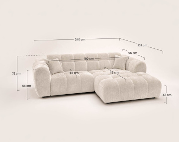 Canapé d'angle droit 4 places Pet Friendly Mini Ray - Best Mobilier