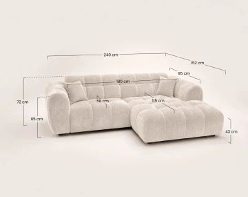 Canapé d'angle droit 4 places Pet Friendly Mini Ray - Best Mobilier