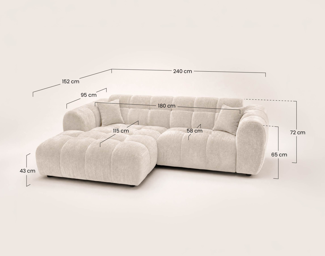 Canapé d'angle gauche 4 places adapté aux animaux Mini Ray - Best Mobilier