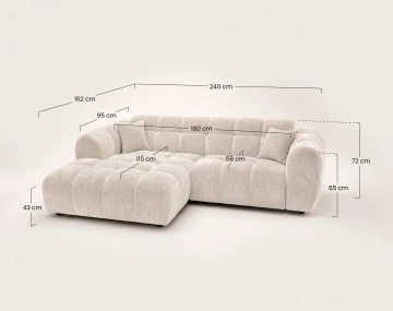 Canapé d'angle gauche 4 places adapté aux animaux Mini Ray - Best Mobilier