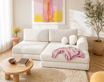 Canapé APRIL angle droit 4 places convertible coffre velours texturé | Best Mobilier