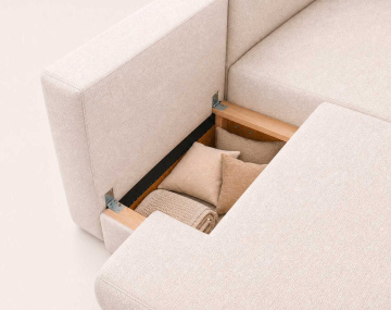 Canapé APRIL angle droit 4 places convertible coffre velours texturé | Best Mobilier