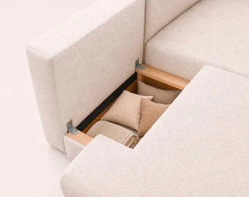 Canapé APRIL angle droit 4 places convertible coffre velours texturé | Best Mobilier
