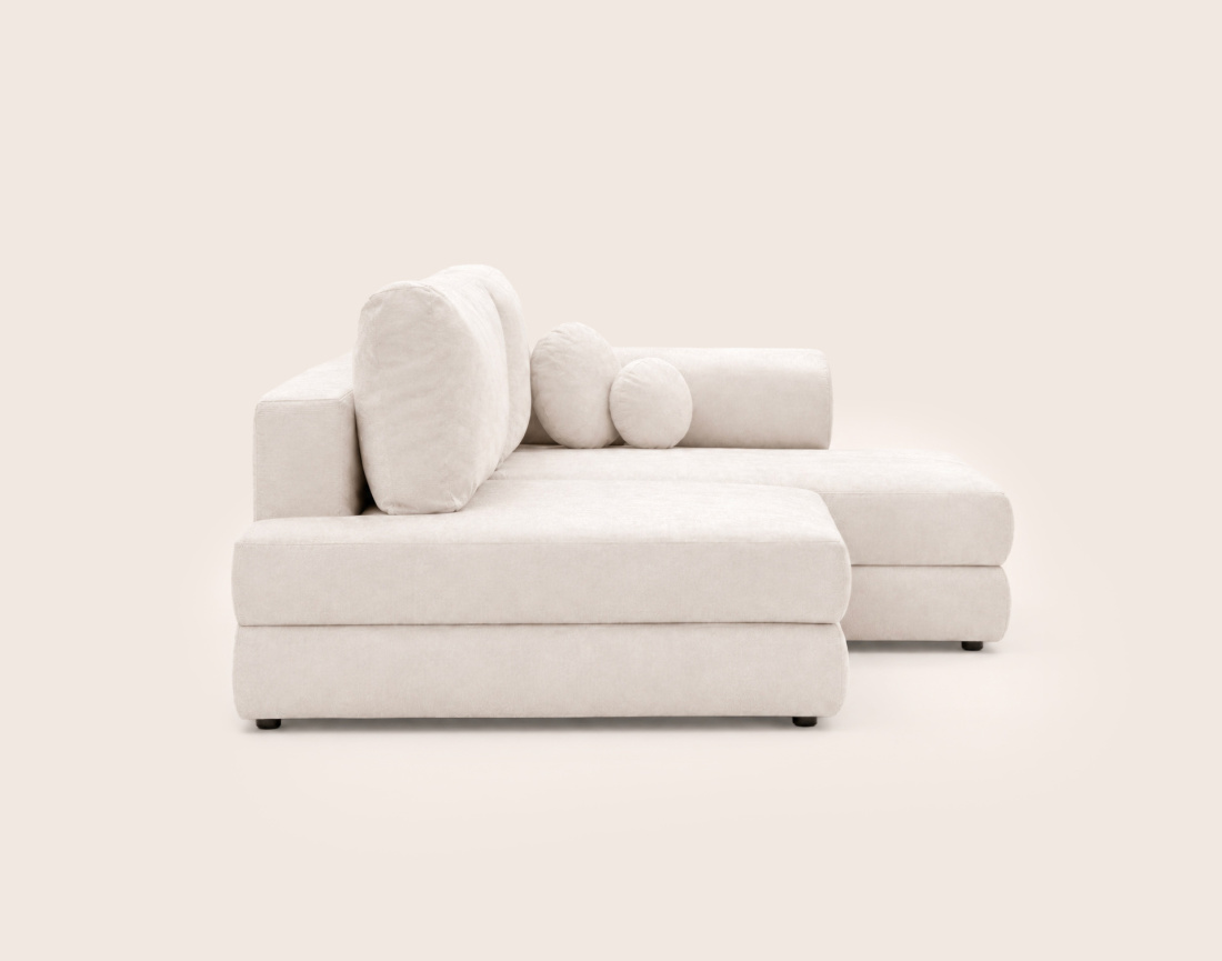 Canapé APRIL angle droit 4 places convertible coffre velours texturé | Best Mobilier