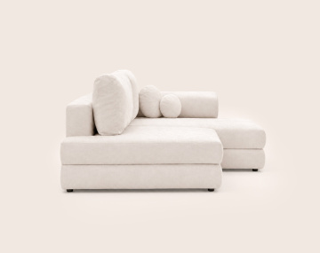 Canapé APRIL angle droit 4 places convertible coffre velours texturé | Best Mobilier