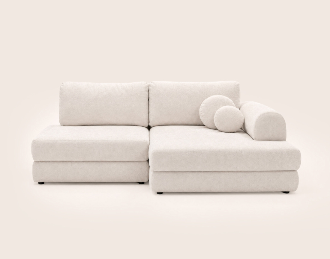 Canapé APRIL angle droit 4 places convertible coffre velours texturé | Best Mobilier