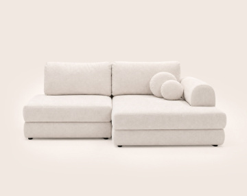 Canapé APRIL angle droit 4 places convertible coffre velours texturé | Best Mobilier