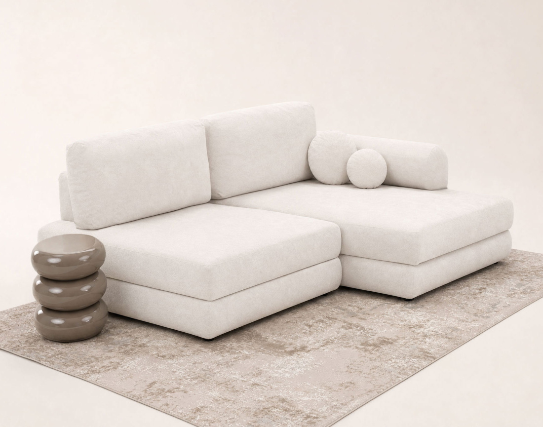 Canapé APRIL angle droit 4 places convertible coffre velours texturé | Best Mobilier